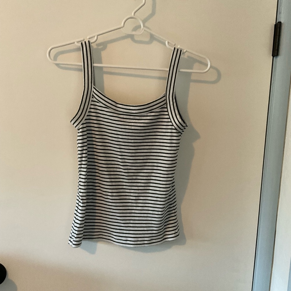 American Eagle Outfitters Black and White Striped Tank Top